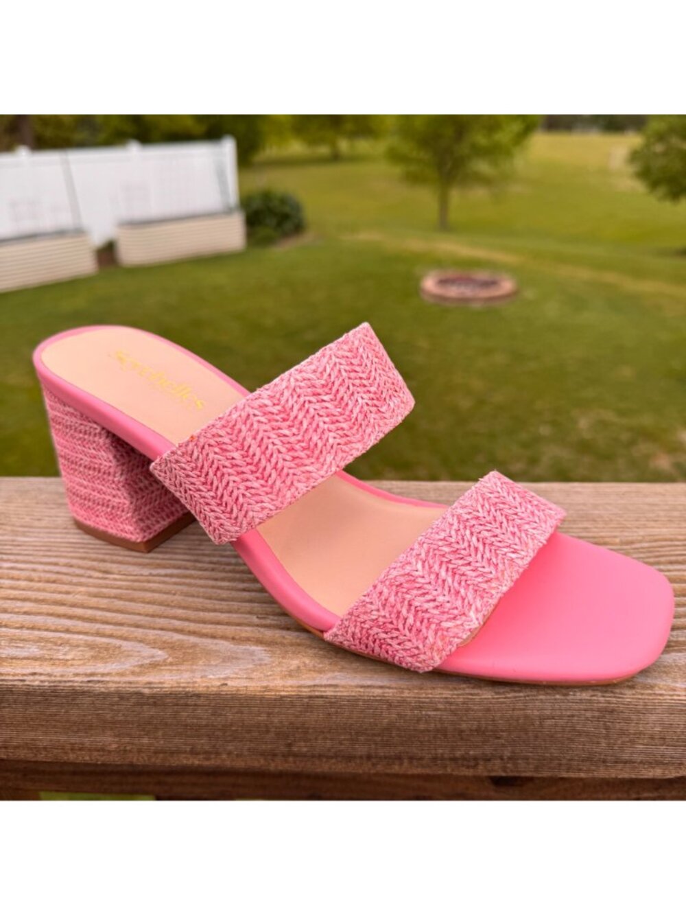 Seychelles Womens Charli Heel Sandals Pink  8.5 Woven Strap Casual Chic Summer - Picture 8 of 12